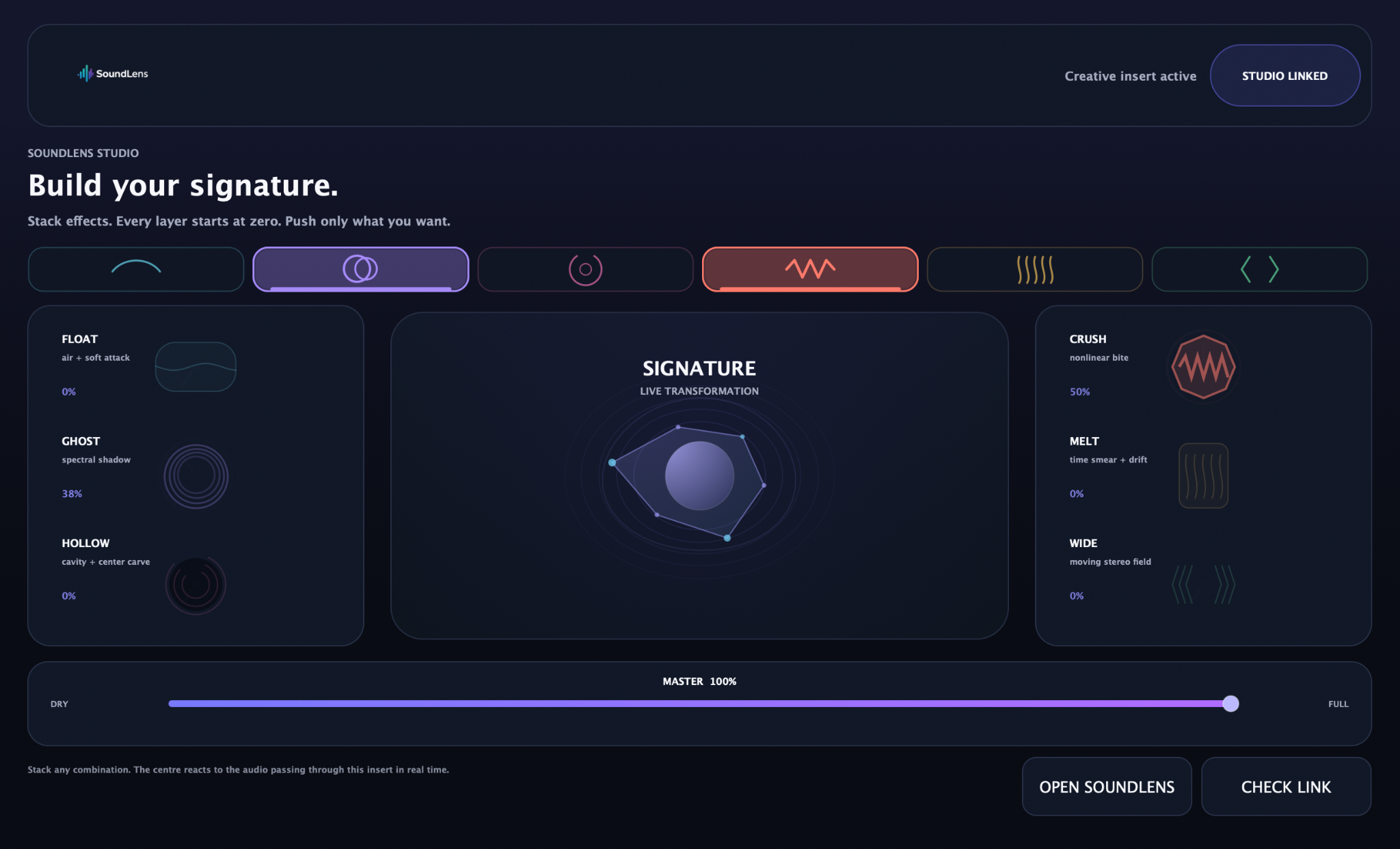 SoundLens Studio character engines inside a DAW